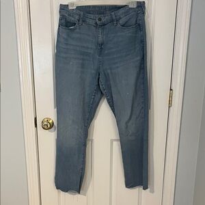 Straight Leg Distressed Hem Jeans
